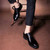 Black plain retro leather derby dress shoe 04