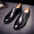 Black plain retro leather derby dress shoe 11