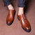 Brown plain retro leather derby dress shoe 03