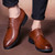 Brown plain retro leather derby dress shoe 07