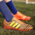 Orange triple stripe label print soccer shoe 02