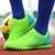 Green check stripe pattern soccer shoe 03