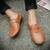 Brown velcro style pattern slip on shoe loafer 02