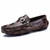 Brown crocodile skin pattern slip on shoe loafer 01