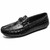 Black crocodile skin pattern slip on shoe loafer 01