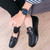 Black crocodile skin pattern slip on shoe loafer 02