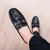 Black crocodile skin pattern slip on shoe loafer 04