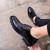 Black simple plain leather derby dress shoe 10