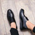 Black simple plain leather derby dress shoe 12