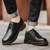 Men's black round retro leather derby dress shoe 03