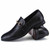 Black metal buckle leather slip on dress shoe 16