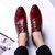 Red crocodile skin pattern derby dress shoe 02