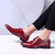 Red crocodile skin pattern derby dress shoe 04
