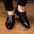 Black pleated buckle strap leather slip on dress shoe 02