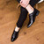 Black pleated buckle strap leather slip on dress shoe 07