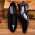 Black pleated buckle strap leather slip on dress shoe 08