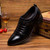 Black pleated buckle strap leather slip on dress shoe 09