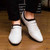 White pleated buckle strap leather slip on dress shoe 05