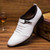 White pleated buckle strap leather slip on dress shoe 09