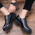 Black check block leather derby dress shoe 04