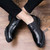 Black check block leather derby dress shoe 05