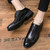 Black check block leather derby dress shoe 04