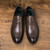 Dark brown check block leather derby dress shoe 12