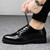 Black brogue check leather derby dress shoe 06