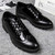 Black brogue check leather derby dress shoe 17