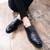 Black check block leather derby dress shoe 07