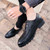 Black check block leather derby dress shoe 11