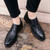 Black check block leather derby dress shoe 06