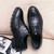 Black check block leather derby dress shoe 13