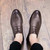 Dark brown check block leather derby dress shoe 06