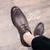 Dark brown check block leather derby dress shoe 09