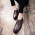 Dark brown check block leather derby dress shoe 08