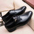 Black two tone leather derby dress shoe 13