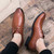 Brown two tone leather derby dress shoe 10