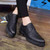 Black split pattern leather derby dress shoe 02