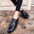 Black check block leather derby dress shoe 05