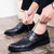 Black check block leather derby dress shoe 11