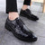 Black longwing brogue leather derby dress shoe 02