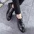 Black longwing brogue leather derby dress shoe 07