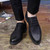 Black plain leather derby dress shoe 07