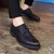 Black plain leather derby dress shoe 09