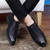 Black zip on vamp leather slip on dress shoe 05