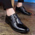 Black crocodile skin pattern derby dress shoe 04