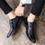 Black crocodile skin pattern derby dress shoe 05