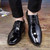 Black crocodile skin pattern derby dress shoe 07