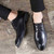 Black plain leather derby dress shoe 07